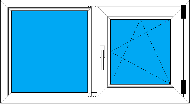 Двухстворчатое поворотно-откидное пластиковое окно для дачи 1100-600 мм