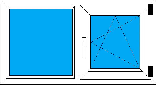 Двухстворчатое поворотно-откидное пластиковое окно для дачи 1100-600 мм
