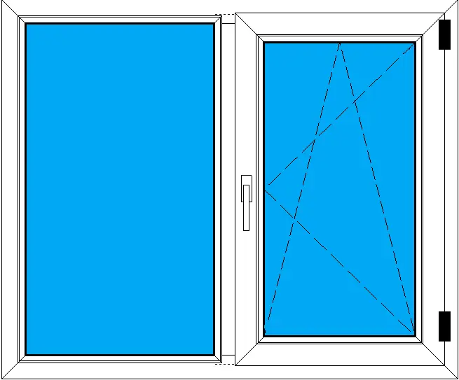 Двухстворчатое поворотно-откидное пластиковое окно 1200-1000 мм