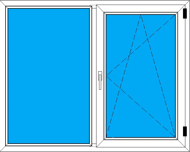 Двухстворчатое поворотно-откидное пластиковое дачное окно 1500-1200 мм