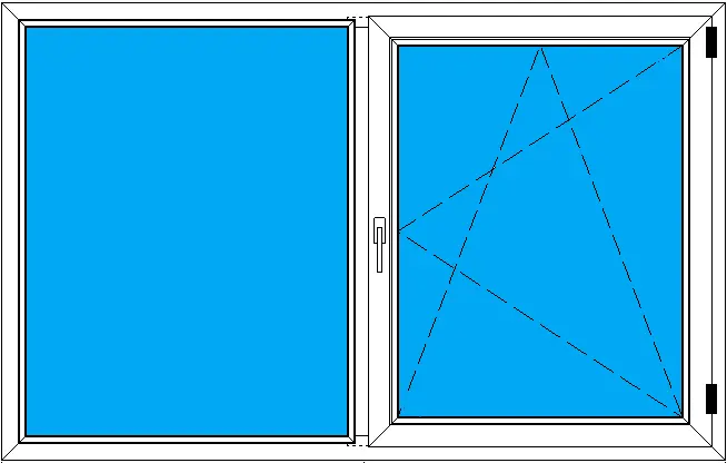 Двухстворчатое поворотно-откидное пластиковое окно 1900-1200 мм