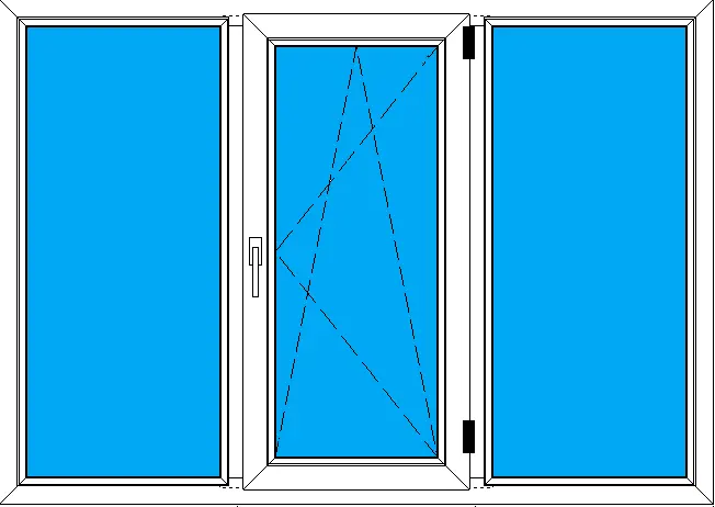 Трехстворчатое поворотно-откидное пластиковое окно 1700-1200 мм для дачных домов