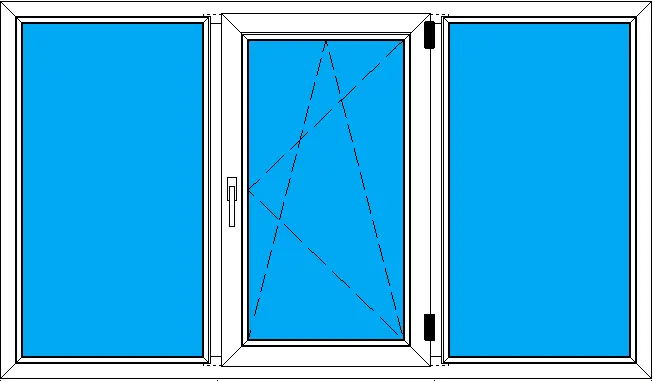 Трехстворчатое поворотно-откидное пластиковое окно 1900-1100 мм