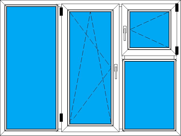 окно трехстворчатое с форточкой