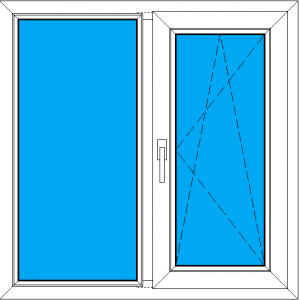 двустворчатое пластиковое окно пвх с поворотно-откидной створкой