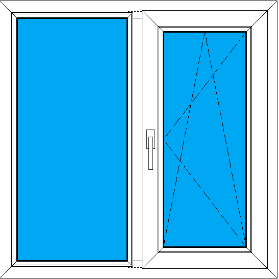 двустворчатое окно ПВХ с поворотно-откидной створкой