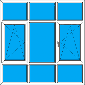 панорамное пластиковое окно пвх с двумя створками