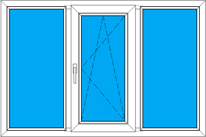трехстворчатое пластиковое окно ПВХ с поворотно-откидной створкой
