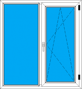 двустворчатое окно ПВХ 1300-1400 мм