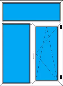 двустворчатое окно ПВХ 1300-1900 мм с фрамугой
