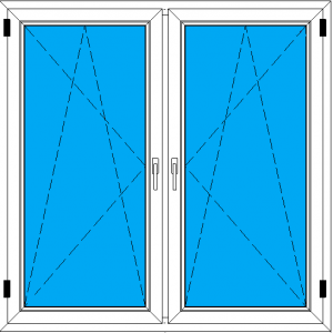 двустворчатое окно ПВХ 1500-1500 с 2 створками