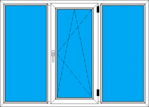 трехстворчатое стандартное окно ПВХ 1800-1400 мм