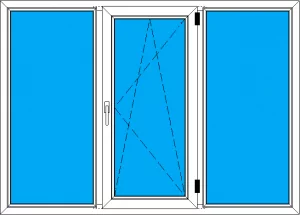 трехстворчатое стандартное окно ПВХ 1800-1400 мм
