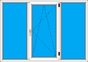 стандартное трехстворчатое окно ПВХ 2000-1400 мм