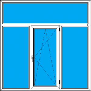 трехстворчатое окно с фрамугой 2100-2000 мм