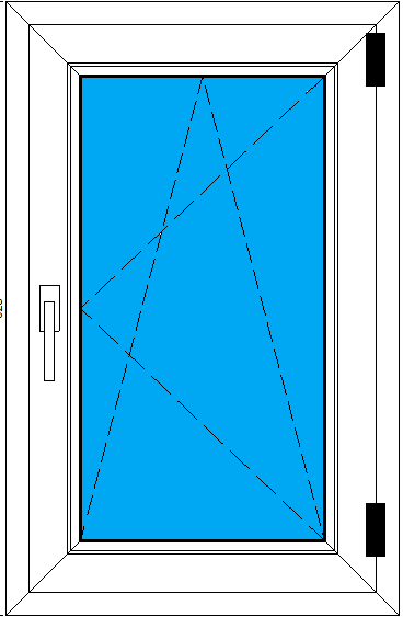 Рисунок готового одностворчатого ПВХ окна 590х920 мм