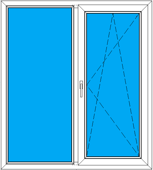 Схема готового двустворчатого пластикового окна 1330/1490 мм