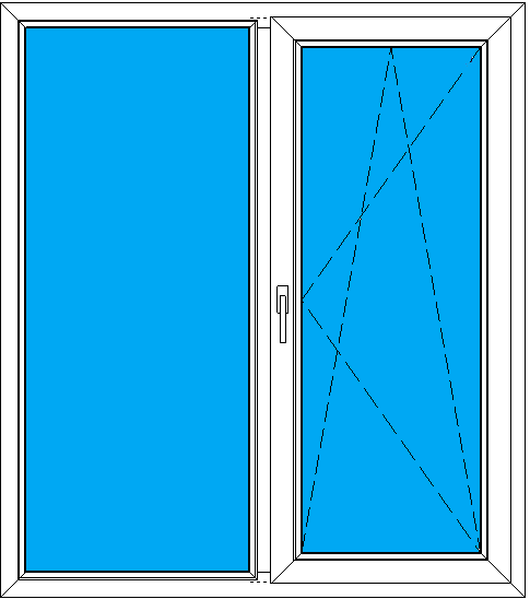 Схема окна пластикового 1315-1490 мм с одной створкой в наличии на складе