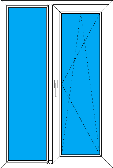 Схема 2-створчатого окна ПВХ 960-1430 мм в наличии на складе