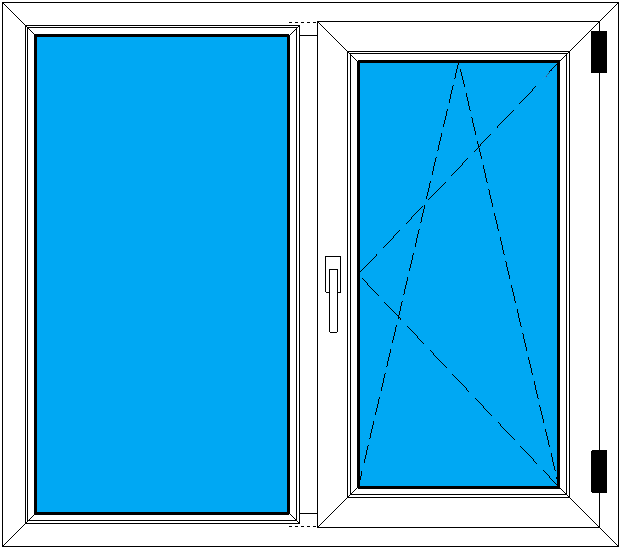 Схема готового 2-створчатого окна 1160-1025 мм