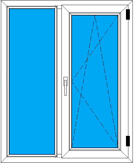 Рисунок изготовленного двухстворчатого окна 1010/1240 мм с поворотно-откидной створкой