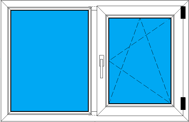 Рисунок готового к отгрузке 2-створчатого окна 1200-772 мм