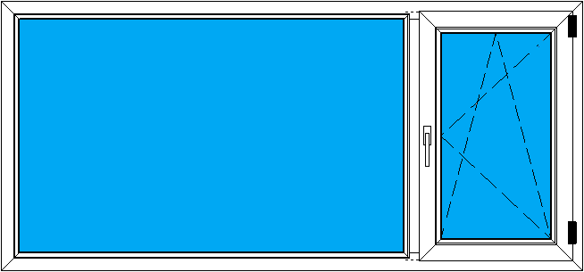 Рисунок нестандартного окна с 1 створкой 2050/950 мм в наличии со склада