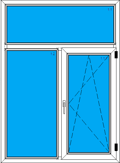 Двухстворчатое окно пластиковое с фрамугой 1100х1750 мм