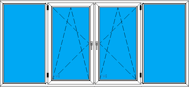 Рисунок окна пластикового для балконного застекления 3000х1510 мм
