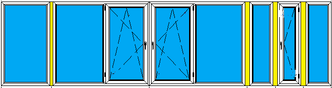 Рисунок пластиковых балконных окон со створками