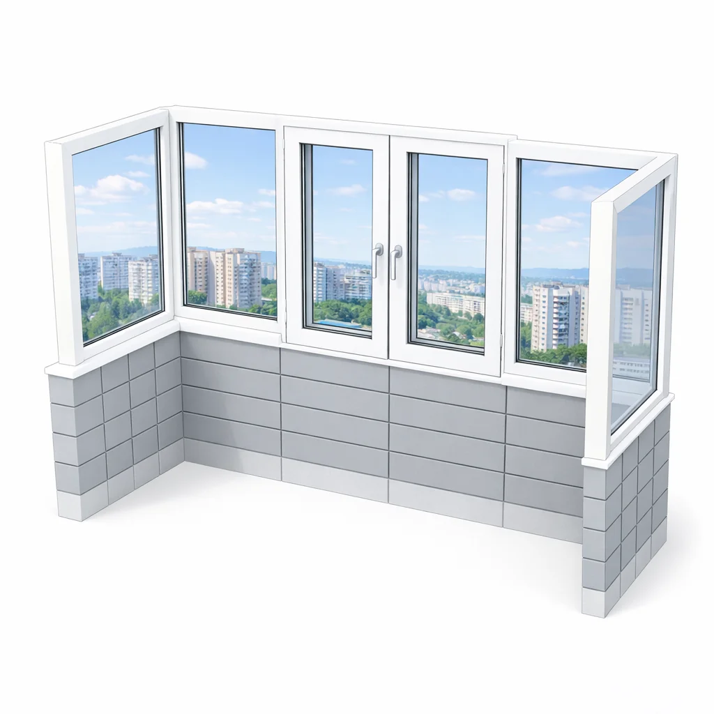 Тёплое остекление П-образного балкона