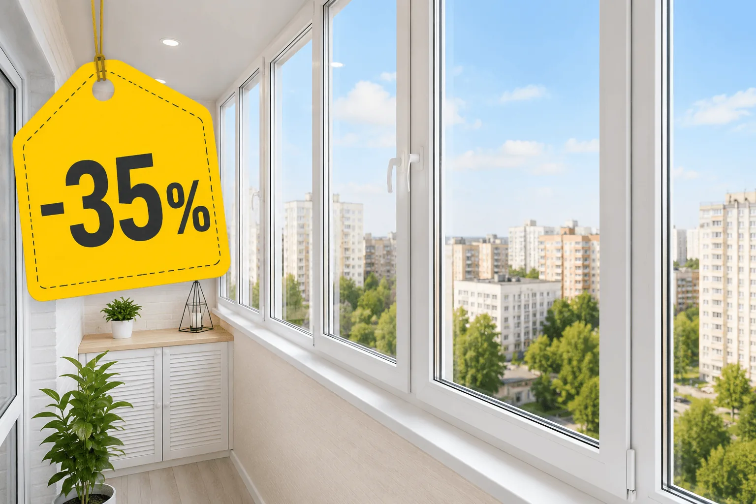 Остекление балконов и лоджий со скидкой 35%