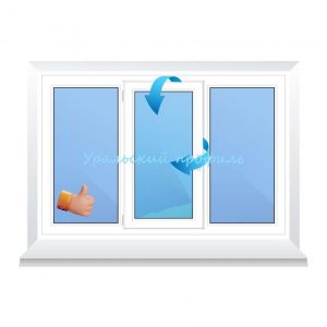 окно пвх трехстворчатое 1750-1310 мм
