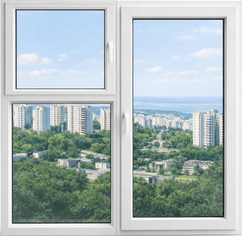 пластиковое окно пвх двухстворчатое с форточкой