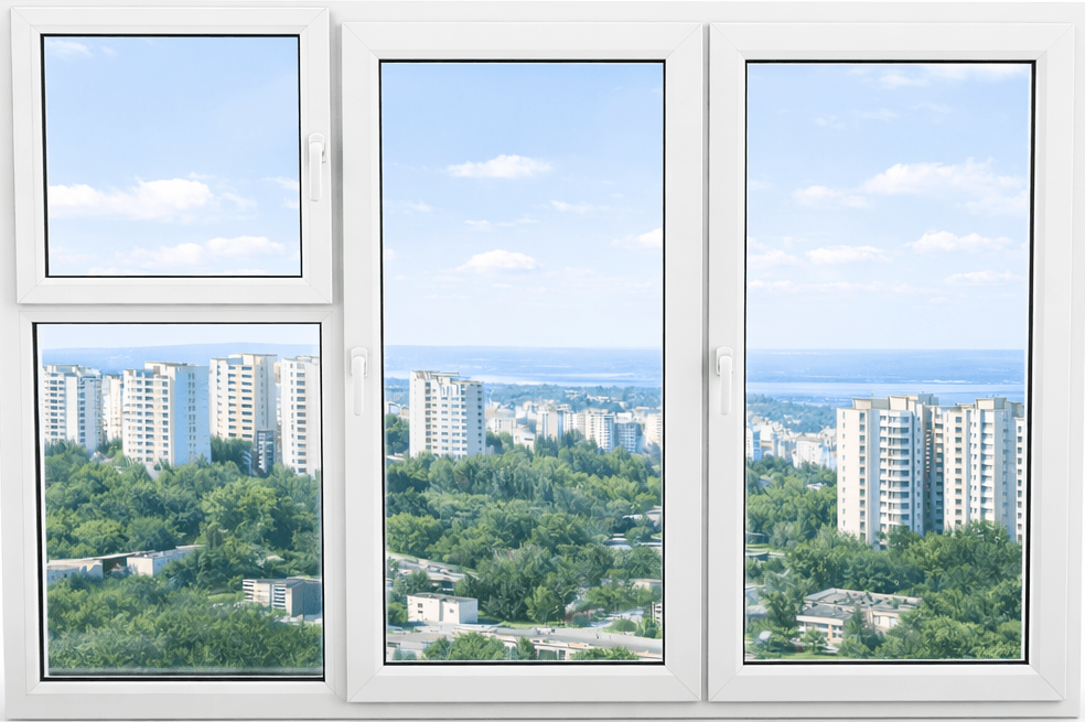 пластиковое окно пвх трехстворчатое с форточкой